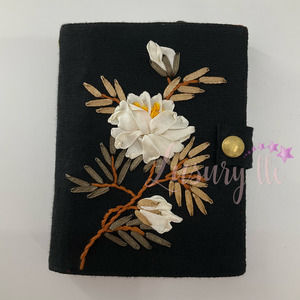 Peony Embroidery Passport Wallet, Birthday Gift, Versatile Washable, Black